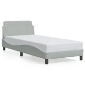 Vidaxl Posteljni okvir Dover svetlo siv 90x200 cm žamet