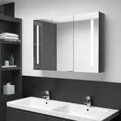 LED kupaonski ormaric s ogledalom 89 x 14 x 62 cm sjajni sivi