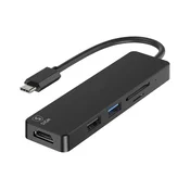 Sign 5-v-1 USB-C adapter HDMI 4K MicroSD, max 15W, 5V, 3A - črn