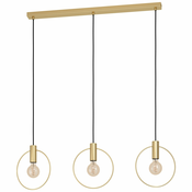 EGLO viseca lampa MANIZALES 3xE27 101 cm brušeni mesing prstenovi 98835