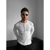 Kleidermafia Majica Slim Fit Long Arm Button T-shirt - Ecru bela