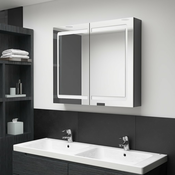 LED kupaonski ormaric s ogledalom sjajni sivi 80 x 12 x 68 cm