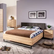Homestyle4U Posteljni okvir za zakonsko posteljo, 177,5x94x212 cm, siva, lesena