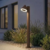 Lindby LED-ulična svetilka Soran, rjava, 100 cm, kovina, IP44 - Sodobni - rjava, bela