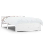Vidaxl Posteljni okvir bel iz trdnega lesa 100x200 cm