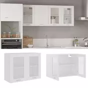 vidaXL Viseča steklena omarica bela 80x31x60 cm iverna plošča