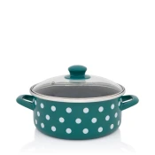 Metalac plitka šerpa BELE TUFNE NA ZELENOM 22cm/3,5lit