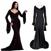 Korbi Obleka za odrasle, Morticia Addams, kostum za noč čarovnic, velikost XXL