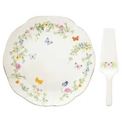 Cake serving set with platter and serving spatula, porcelain, 32 cm, 