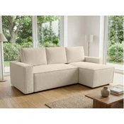 Kremna raztegljiva kotna sedežna garnitura SMART BOUCLE, 232x143 cm, obojestranska