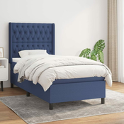 Greatstore Box spring postelja z vzmetnico modra 100x200 cm blago