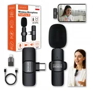 Zenwire Zenwire TrueTone K1 brezžični kravatni kondenzatorski mikrofon USB-C z adapterjem Lightning, za telefon in računalnik, (5000194002)