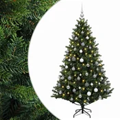 Vidaxl Umjetno božično drevo z okrasnimi kroglami 240 cm 300 LED