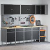 vidaXL vidaXL 12-delni komplet delovne omare in pegboarda, črna MDF in kovina, (22047478)