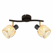 Črna/zlata stropna svetilka s steklenim senčilom 28x9 cm Dubai – Candellux Lighting