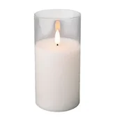 shumee LED sveča v steklu, dekorativna, bela, 15 cm
