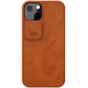 Nillkin Qin Leather Pro preklopna torbica z zaščito za kamero za iPhone 13 - rjava