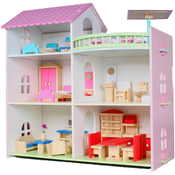Drvena kućica za lutke Smart Baby - S namještajem