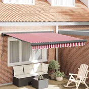 Vidaxl Retraktilna tenda Rdeča in bela 350 x 250 cm Tkanina in kovina