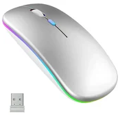shumee Tiha tanka brezžična miška Alogy RGB LED osvetlitev od zadaj za prenosnik in tablico, srebrna
