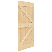 Vidaxl Drsna vrata Naravna in črna 90 x 210 cm Trdna borovina