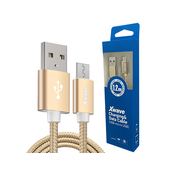 Xwave USB Micro 1.2m 2A Al /gold mesh Kabl 2.0 na ,,uminium,upleteni zlatni