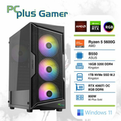 PCPLUS Gamer Ryzen 5 5600G 16GB 1TB NVMe SSD GeForce RTX 4060 Ti 8GB RGB Windows 11 Home gaming desktop