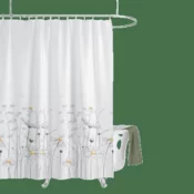 Priresa Kopalniška zavesa DAISY 180x200 cm + 12 kosov plastični obroči