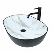 shumee GTM Design Aufsatzwaschbecken 60 cm - Matt Modern Waschbecken ohne Hahnloch - Elegant Aufsatzwaschbecken Oval für Badezimmer und Gäste WC - nur Bad Waschbecken