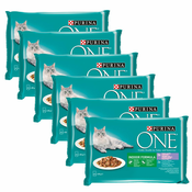 PURINA ONE INDOOR s tuno in stročjim fižolom v soku in s teletino in korenjem v soku 24x85 g