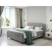 MID.YOU POSTELJA Z VZMETNICO 140 cm  x 200 cm , les, tekstil, leseni material siva