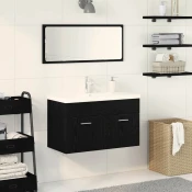 vidaXL Omarica za umivalnik z vrati Črna Orehovina 90 x 38.5 x 46 cm