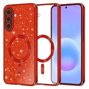 TPU gel ovitek Techsuit Luxury Glitter MagSafe za Samsung Galaxy A57 - red