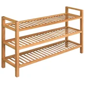 Vidaxl Stojalo za čevlje s 3 policami 100x27x60 cm trdna hrastovina
