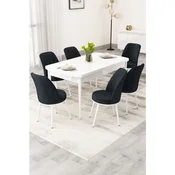 Hanah Home trpezarijski set Rax, sto na razvlacenje i 6 stolica, bela ploca, antracit tkanina Babyface