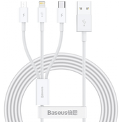 Kabel USB kabel 3u1 Baseus Superior Series, USB na micro USB / USB-C / Lightning, 3,5A, 1,2m (bijeli) (6953156205536)