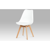 eoshop Jedilni stol, bela plastika/belo usnje/bukov masiv CT-752 WT