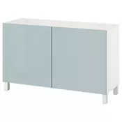 BESTA Kombin. odlaganje s vratima, bela Selsviken/Stubbarp/v. sjaj svetlosiva-plava, 120x42x74 cm