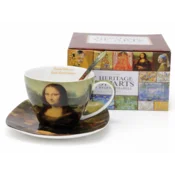 Porcelanasta skodelica in krožniki Mona Lisa - darilni set