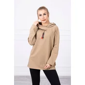 Tunic with zipper on hood Oversize camel