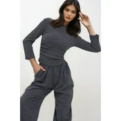 Trend Alacati Stili Ženska bluza 3/4 rukava ALC-X11411, Rolka, Tamnosiva