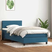 vidaXL vidaXL Box spring postelja z vzmetnico temno modra 80x220 cm žamet, (21791507)