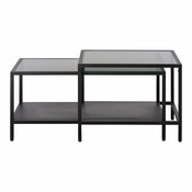 Črne steklene mizice v kompletu 2 ks 60x60 cm Bronco – Unique Furniture