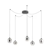 Redo 01-3487 -LED prigušiva luster na sajli KHADI 5xLED/5,2W/230V crna/zadimljena