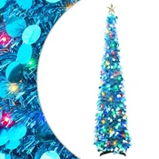 Vidaxl Zložljivo LED božično drevo z zvezdo na vrhu 150 cm 50 LED PET