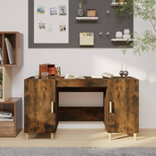 vidaXL Pisalna miza dimljeni hrast 140x50x75 cm inženirski les