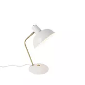 Retro namizna svetilka bela z bronasto 38 cm - Milou