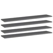 Police za knjige 4 kom visoki sjaj sive 100x20x1,5 cm iverica