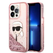 Karl Lagerfeld Glitter Karls Head ovitek za iPhone 14 Pro Max - roza