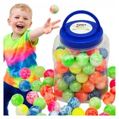 60 kosov gumijastih žogic BUMPER BALLS srednje velikosti 3 cm MARBLE v velikem kozarcu